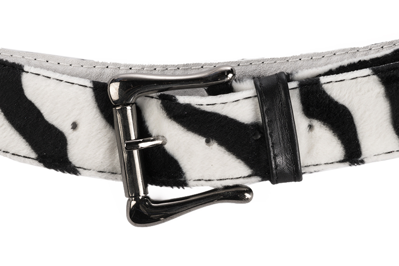 Safari black women's dress belt, matching pumps and bags. Made to measure. Front view - Florence KOOIJMAN